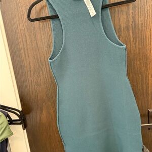 Aritzia Teal Knit Sculpt Ribbed Dress